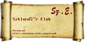 Szklenár Elek névjegykártya